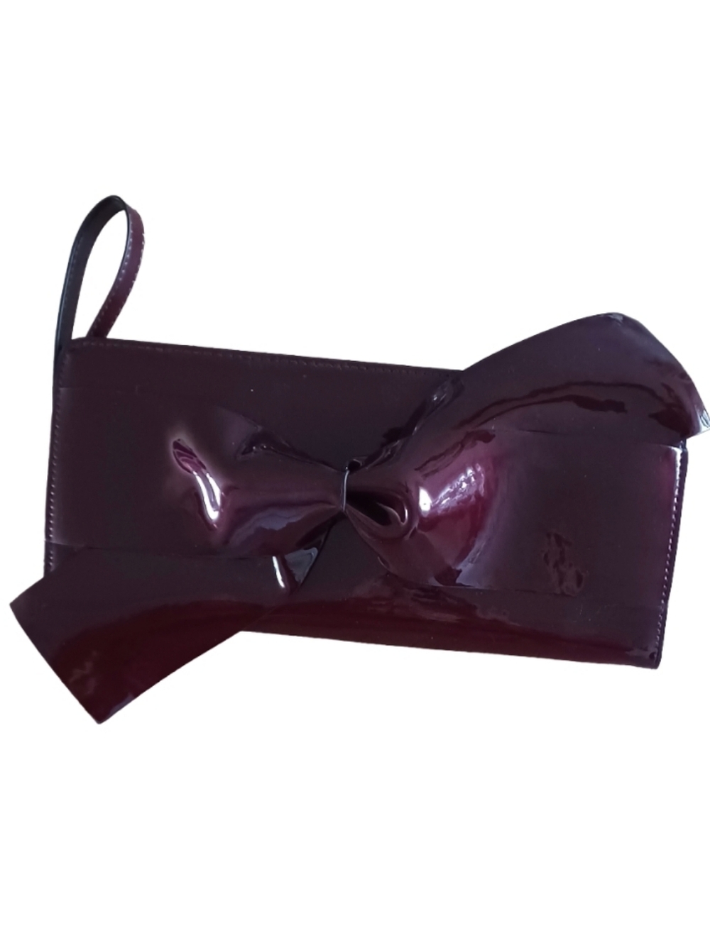 A NEW DAY FAUX PATENT LEATHER CLUTCH/WRISTLET WITH LARGE BOW DETAIL NWOT